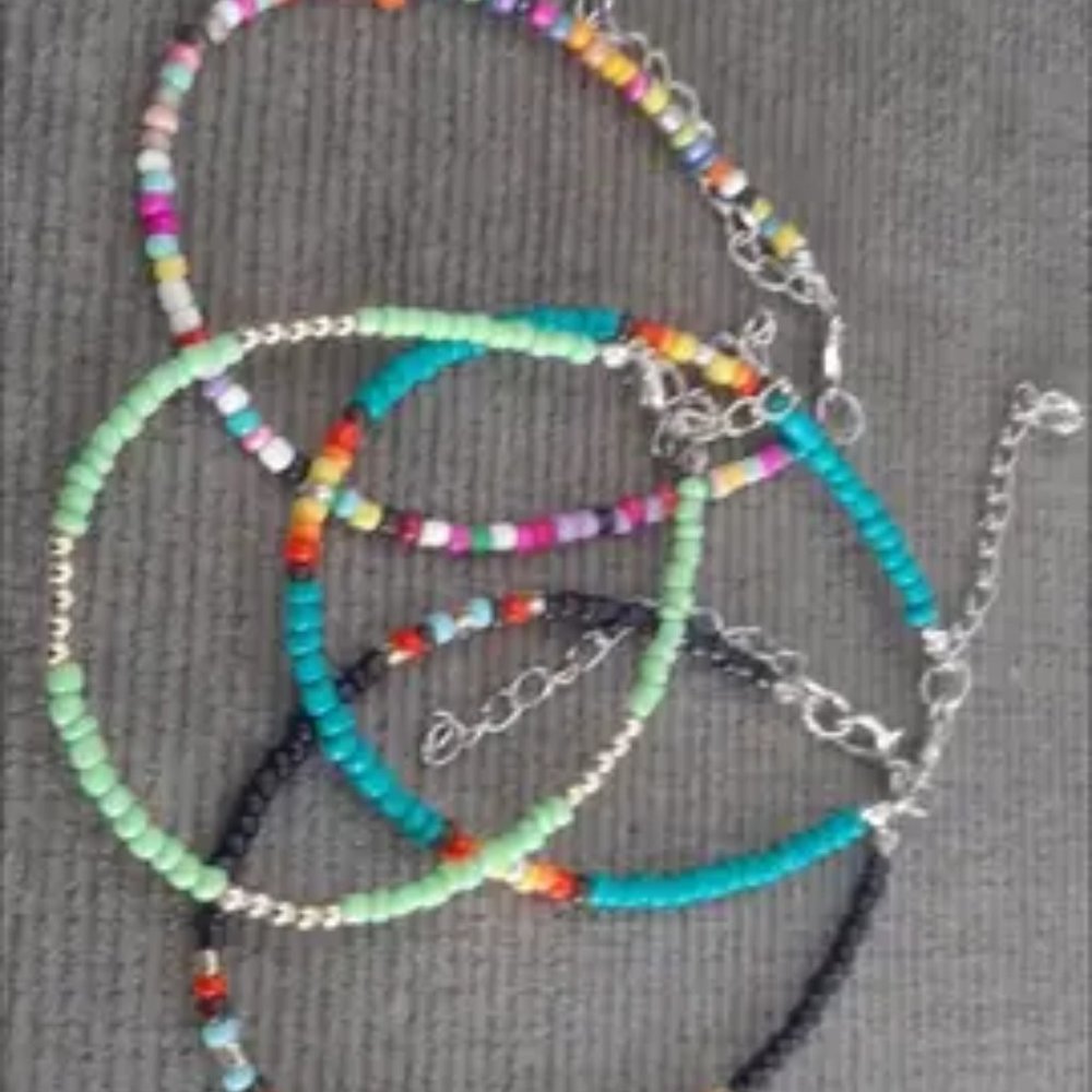 Rice Beads Anklet Set Boho Style Ankle Bracelet